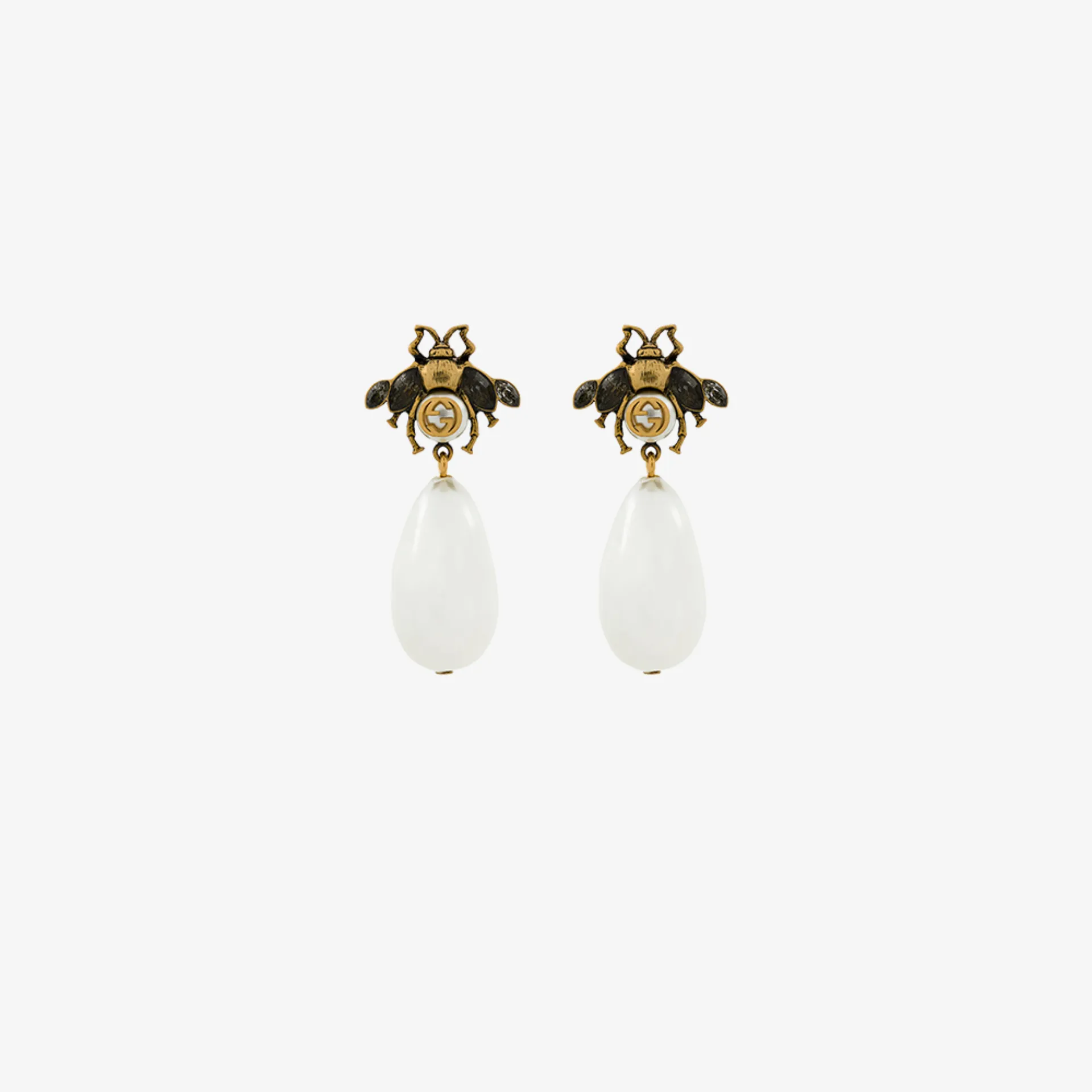 Gucci bee drop faux pearl earrings